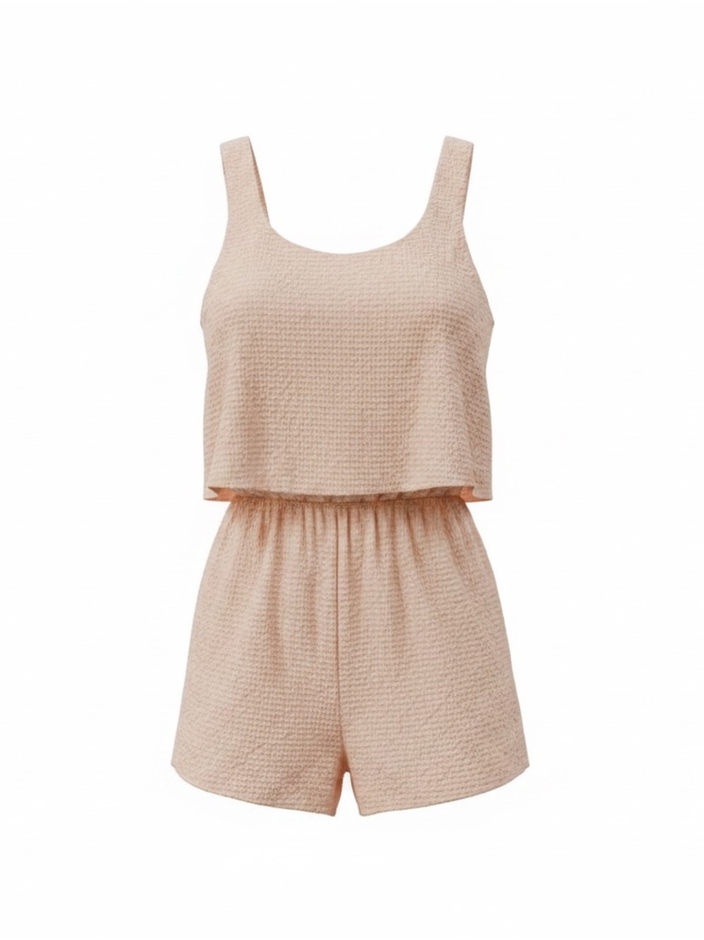 Sleeveless Beige Textured Romper